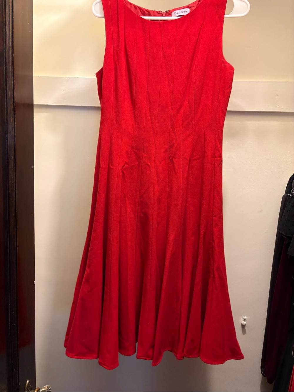 Calvin Klein Vibrant Red Sleeveless Midi Dress
